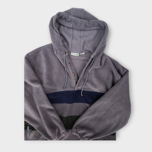 FieldMaster Fleece Pullover Men's L Gray Hooded Sweater Striped Outdoors - Picture 3 of 5